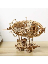 包括飛船和機械地球儀的木製DIY組裝模型禮物套裝，3D拼圖，手工藝品
