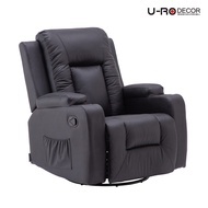 U-RO DECOR รุ่น ANDORA-R (แอนโดรา-อาร์) สีดำ เก้าอี้นวดหนังแท้ปรับนอนได้ massage recliner chair/ Sofa เก้าอี้พักผ่อน เก้าอี้หนัง อาร์มแชร์ เก้าอี้