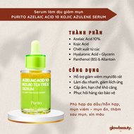 Serum PURITO Azelaic Acid 10 Kojic Azulene Serum 30ml – Giảm Mụn Đỏ Mờ Thâm & Làm Dịu Da