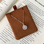 S999 Fine Silver White Chalcedony Peace Buckle Necklace for Women