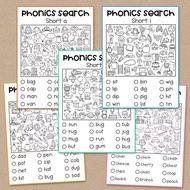 43Pages English Phonics CVC Sight Words Search Workbook Kindergarten Kids Read and Find Phonics Exer