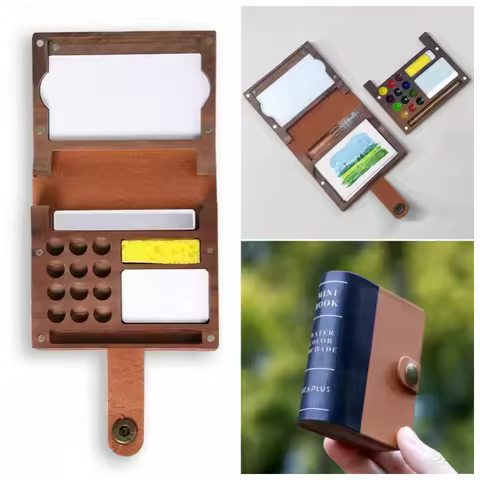 Miniature Watercolor Paint Box/Art Students' Painting Outdoor Sketching Coloring Mini Notebook Porta