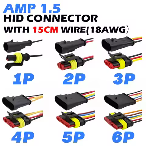 5/20/100 sets AMP 1P 2P 3P 4P 5P 6P Waterproof Auto Connector Male Female Plug with 15CM 18AWG Wire 