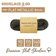 SHOELACE 2 GO PREMIUM FLAT METALLIC MOTIF SHOES 8MM - SF8 - FM1C - BLACK GOLD - 90CM 115CM 140CM