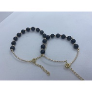 D2388 Natural Jade/Myanmar Jade/Black Chicken Species Round Bead Bracelet Weight: 7g Size: Width 7mm