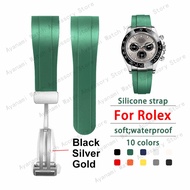 22mm Silicone Watch Strap for Rolex Submariner Water Ghost Replacement Band Curved End Soft Rubber Watchband Waterproof Suitable for Sports Wristband with Magnetic Buckle