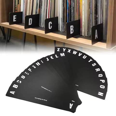 26pcs Plastic Vinyl Index Cards A-Z Alphabet LP Organizer Divider Black Alphabet Tab Classification