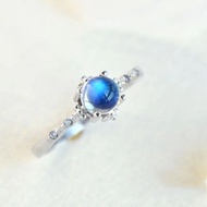 Moonstone S925 Silver Open Ring Strong Blue Light Natural Couple Female Ring Tail Ring