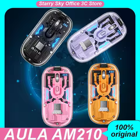 Aula Am210 Wireless Mouse Bluetooth Dual Mode Pc Transparent Long Endurance Lightweight Office Game 