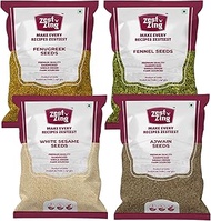 Zest n Zing Aromatic Seed Mix Combo of Fennel Seed White Sesame Seeds Methi Dana & Ajwain 100gm Each