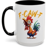 F-Caw-F Mug，FCawFC Ceramic coffee cup，Coffee cup with hidden message，F-Caw-F Rooster pattern，Mug wit