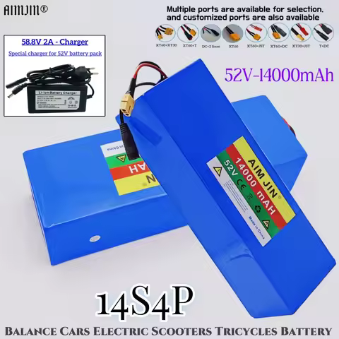 52V 58.8V 14S4P 14000mAh 18650 1000W rechargeable Li-ion Battery Pack Suitable for Balance Cars, Ele
