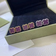 Van Cleef & Arpels Mini Violet Clover Earrings Fashionable All-Match Valentine's Day Birthday Gift