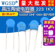 WGSD High Voltage Ceramic Capacitor 223 1KV 0.022 UF 22NF 1,000V Ceramic Sheet Capacitor 20 Pcs