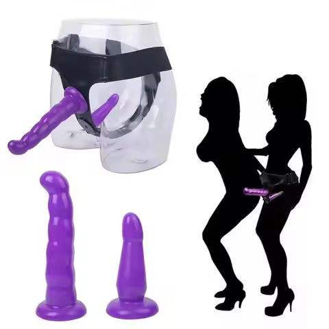 Strap on Realistic Double Dildo Female Chastity Belt Men Women Gay Dildos Strapon Harness Belt Adult