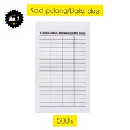 Kad pulang/Date due B 70 500's🎁❗Hot sale