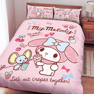MY MELODY 美樂蒂 戀家小舖 磨毛卡通 床包組  單人床包106 x 188 x 25~30cm + 枕套45 x 75cm  美樂蒂 甜點時間