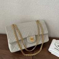 中古包 CHANEL 香奈兒 奶白色布料Classic Double Flap 25