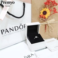 【Premyo Curated】Pandora Ring with Box Silver Simple Promise Ring Adjustable