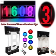 STATIONERYSTUDIO RGB Color Address Light, 3D Acrylic IP55 Waterproof Solar Powered House Number Sign
