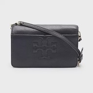 TORY BURCH 荔枝紋皮革斜背包-黑