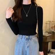 Áo Thun Nữ Dài Tay CỔ LỌ DÁNG DÀI Chất THUN GÂN Áo Giữ Nhiệt Nữ Tay Dài Cổ Cao Len Tăm GUVIA CR55