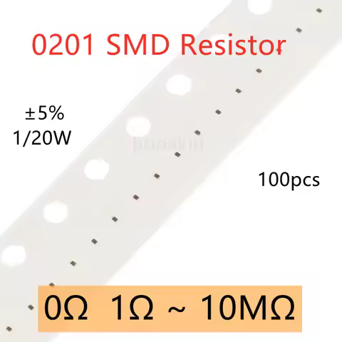 100pcs 0201 5% SMD Resistor 0R 1R 2Ω 3.3 ohm 5.1R 10R 20R 33R 51R 100R 150R 200R 240R 510R 1K 2K 4.7