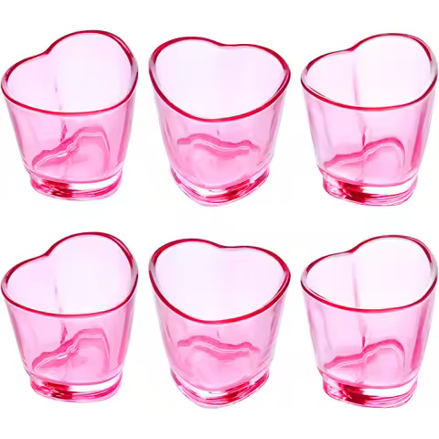 6PCS Heart-Shaped Plastic Glasses set/Pink Plastic Cup is Not Fragile/Valentine's Day Party Decor Su