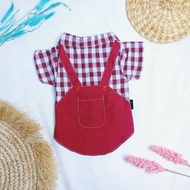 Baju Kemeja Kucing Jantan Jumpsuit Overall Persia Anggora Anjing Kecil - Maroon, M