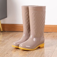 QiaoYiLuo รองเท้ากันน้ำสูงทันสมัยรองเท้าบูทหน้าฝนรองเท้าบูทกันฝนผู้หญิงกันลื่นรองเท้ายางพื้นรองเท้าทรงวัว