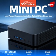 Silent Low Power Mini PC 16GB 512GB SSD Portable 0.33L Small Desktop Computer 350g Lightweight USB3.