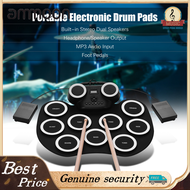 Portable Roll-up Electronic Drum Pad Silicon Digital Drum with Built-in Speakers Foot Pedals Headpho