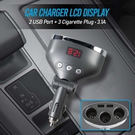 Accnic Car Charger 2usb Port+3 Cigarette Plug 3.1A LCD Display - T3