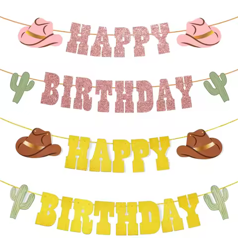 Western Cowboy Happy Birthday Banner,Cowboy Theme Happy Birthday Banner Western Party Decoration Sup