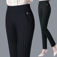 Plus size casual pants women's new elastic straight casual trousers high waist all-match loose women
