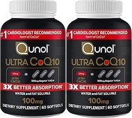 Qunol Ultra CoQ10 100mg 3X Better Absorption Patented Water and Fat Soluble Natural Supplement Form 