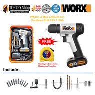 Worx WX104.2 D-Lite Power Drill Screwdriver Cordless Screwdriver Electric Screwdriver With 18x Acces