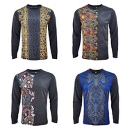 T-shirt Batik Jersey Material Long Sleeve | Baju T-shirt Jersi Corak Batik Lengan Panjang | Size M - 2XL