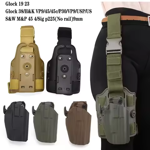 Tactical Gun Holster for GL 19 23 38 USP Compact H&K VP9/45 S&W M&P 45 Sig P225 9mm QLS 19 22 Leg Pi