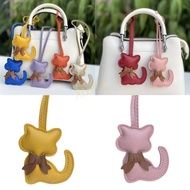 XixiCC Cute Cat Design Keychain Lightweight PU Leather Bowknot Charm Ornament For Women Bag Keys Tra