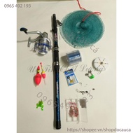 Bộ cần câu rút 3m máy al 6000 kèm phụ kiện ( rẻ vô địch ) ( xả hàng )