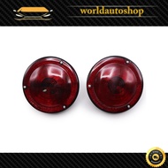 Round Tail Light Red Lens 12V. 2pcs Jeep Willys CJ3 CJ5 CJ6 Year 1945-1975