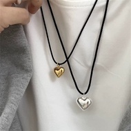 Fashionable Heart Jewelry Girls' Necklace With Heart Pendant Simple Design Women's Necklace Long Woven Rope Necklace Vintage Peach Jewelry For Women