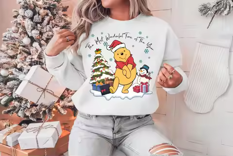 Winnie The Pooh Christmas Sweatshirt Disney Pooh Bear Xmas Shirt Winnie The Pooh The Most Wonderful