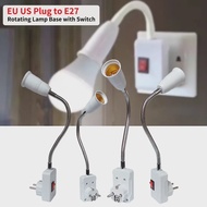 20cm 30cm 50cm Flexible EU US Plug to E27 Lamp Holder with Switch Rotating Lamp Base Table Lamp Conv