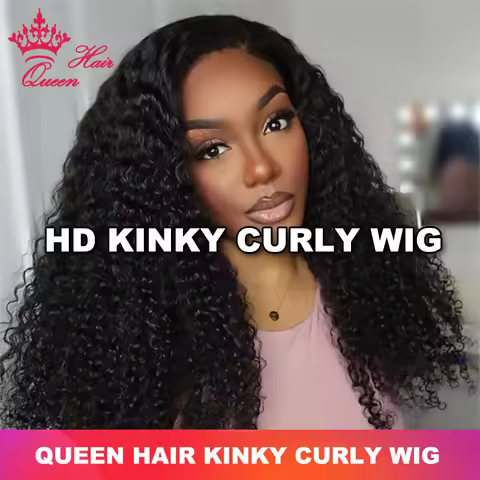 Queen Hair Kinky Curly Wig Real HD Lace Raw Human Hair 13x4 13x6 FULL Frontal 6x6 7x7 Closure Wig St