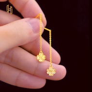 18k Saudi Gold Earring Gold Four Leaf Earring Small Fresh Clover Earring Female 064E