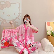 TFF- 3in1 Sleepwear Terno Pajama for Women High Quality FREESIZE