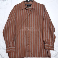 BERSHKA Brown Oversize Longsleeve Shirt Kemeja Panjang Pria AUTHENTIC!