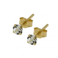 9K Gold Round Crystal Earrings